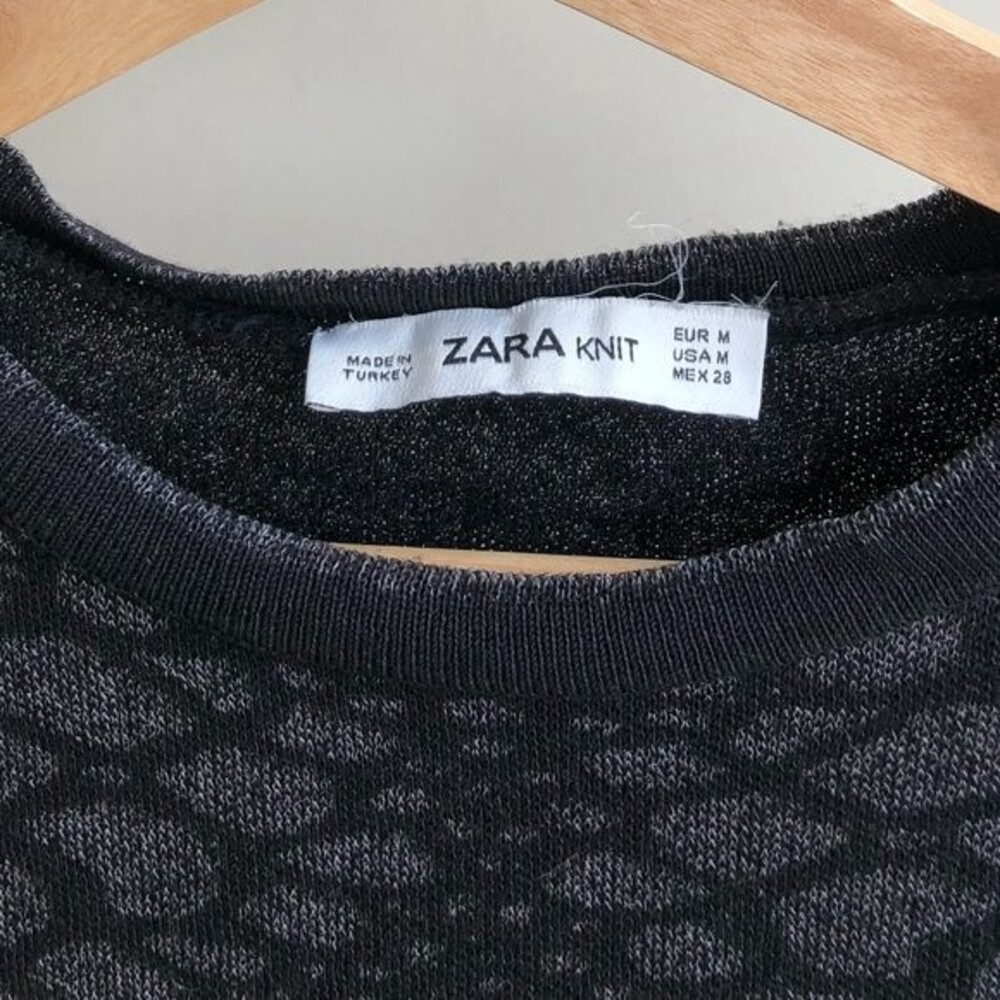 Zara Knitwear Black & Grey Top Size M - Picture 9 of 11